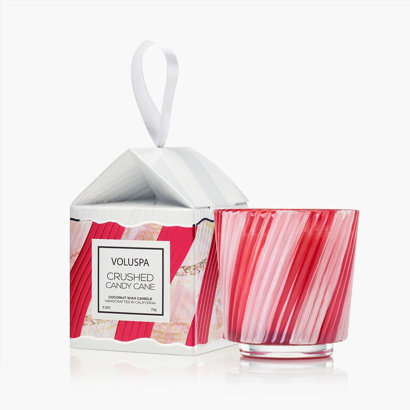 Voluspa Boxed Pedestal Ornament Candle | Crushed Candy Cane