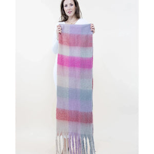 Fuzzy Multi Color Plaid Scarf