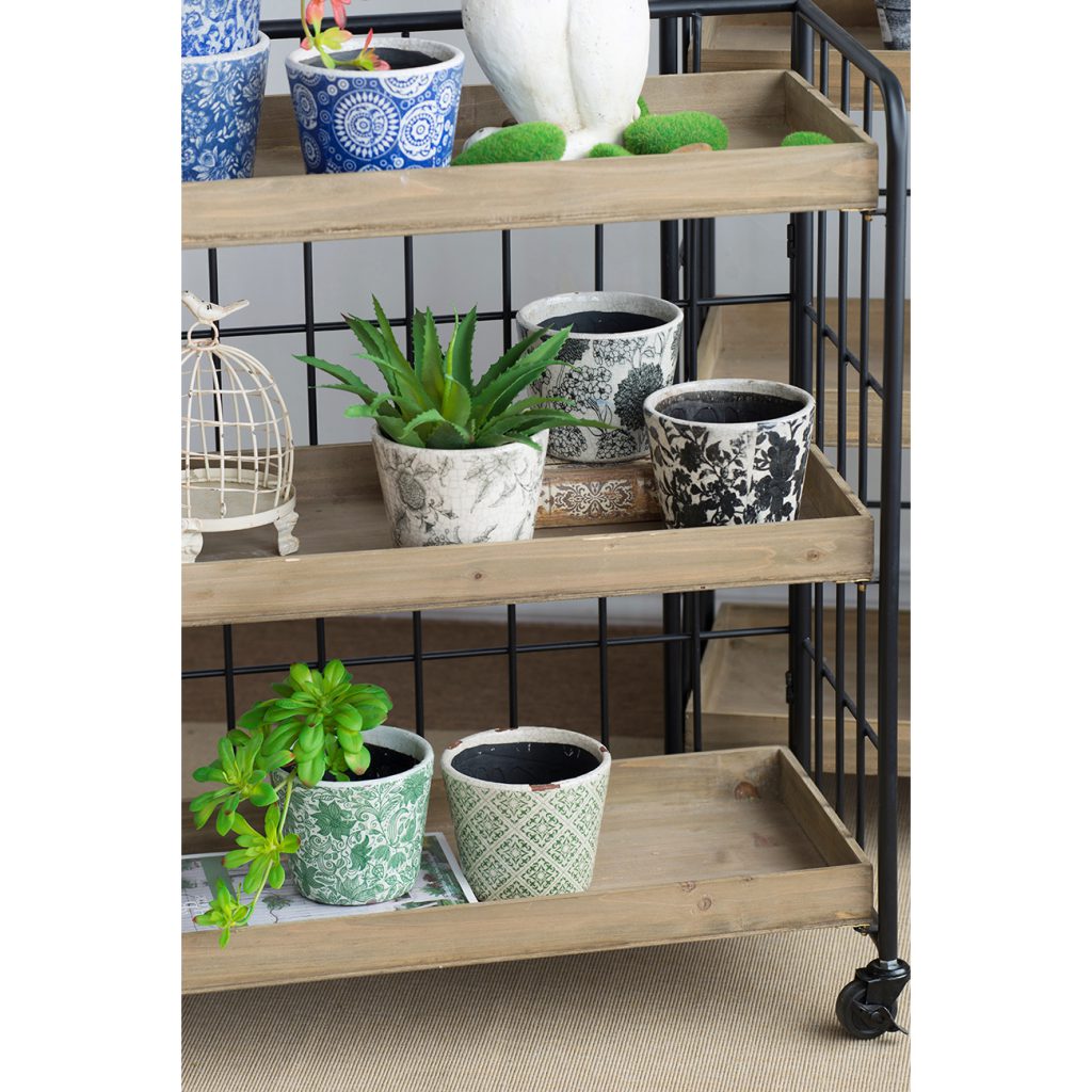 Black & White Floral Terracotta Planter