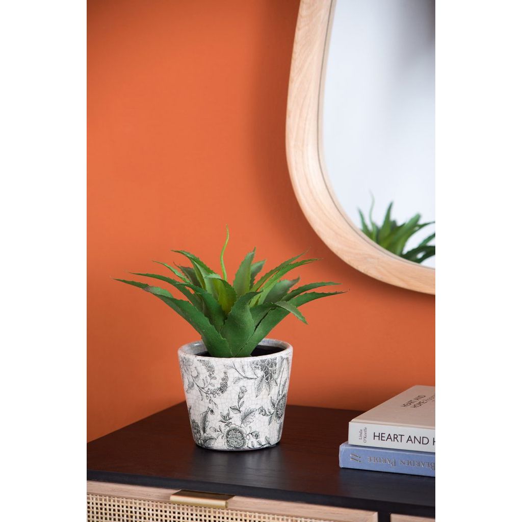 Black & White Floral Terracotta Planter