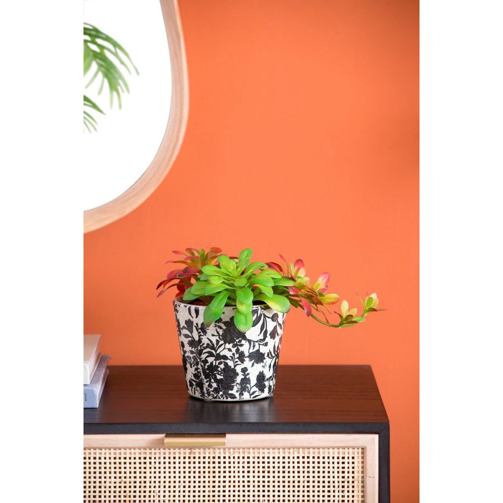 Black & White Floral Terracotta Planter