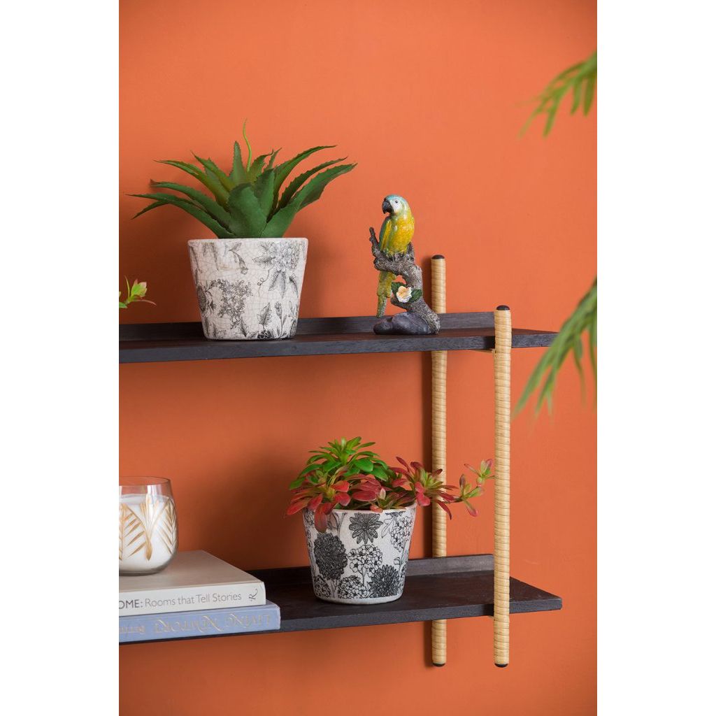 Black & White Floral Terracotta Planter