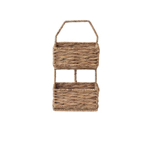 Metal & Water Hyacinth 2-Tier Wall Basket | Natural