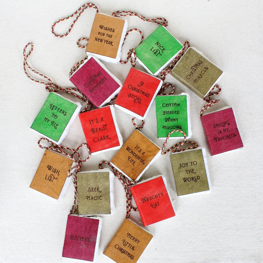 Mini Leather Book Christmas Ornament