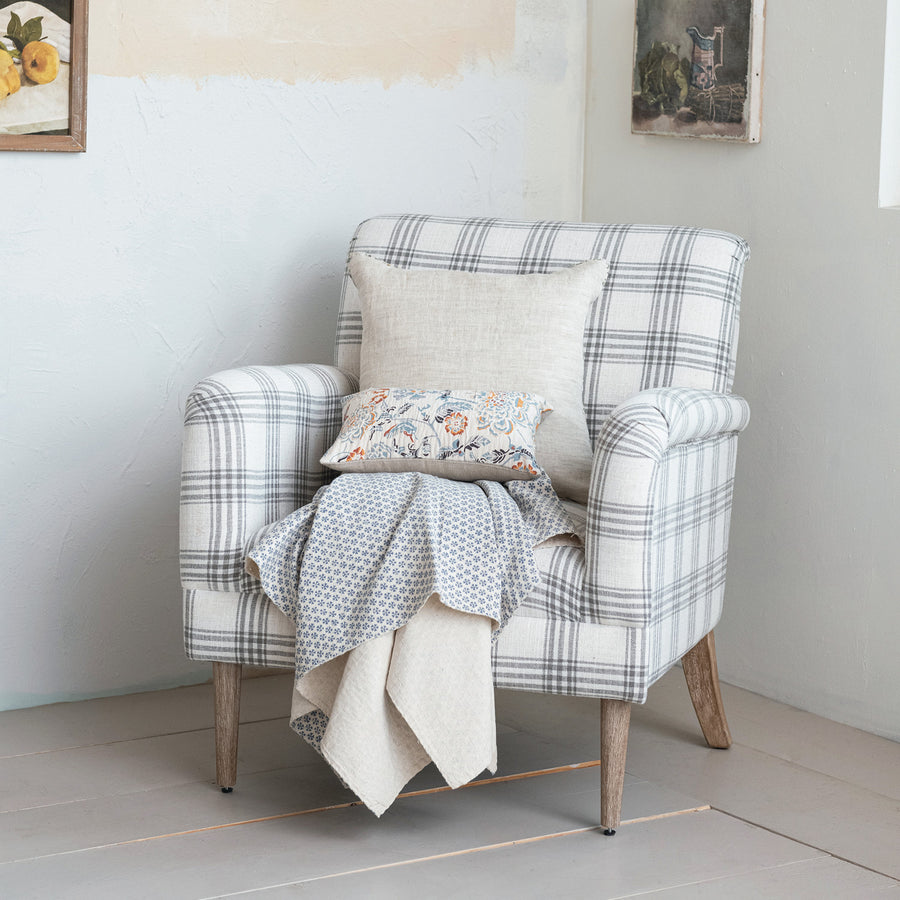 Plaid Upholstered Armchair