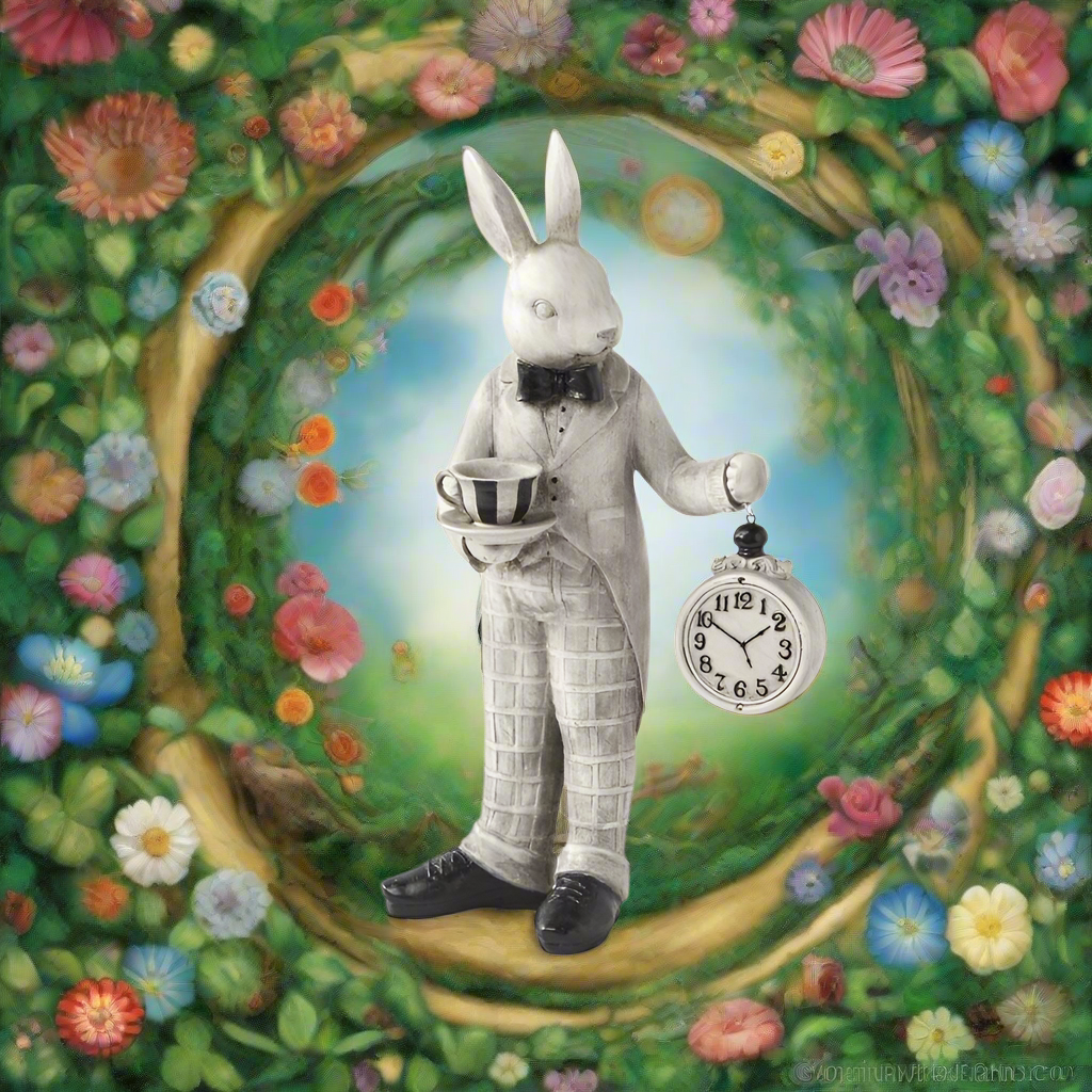 Gray & Black Bunny w/Clock