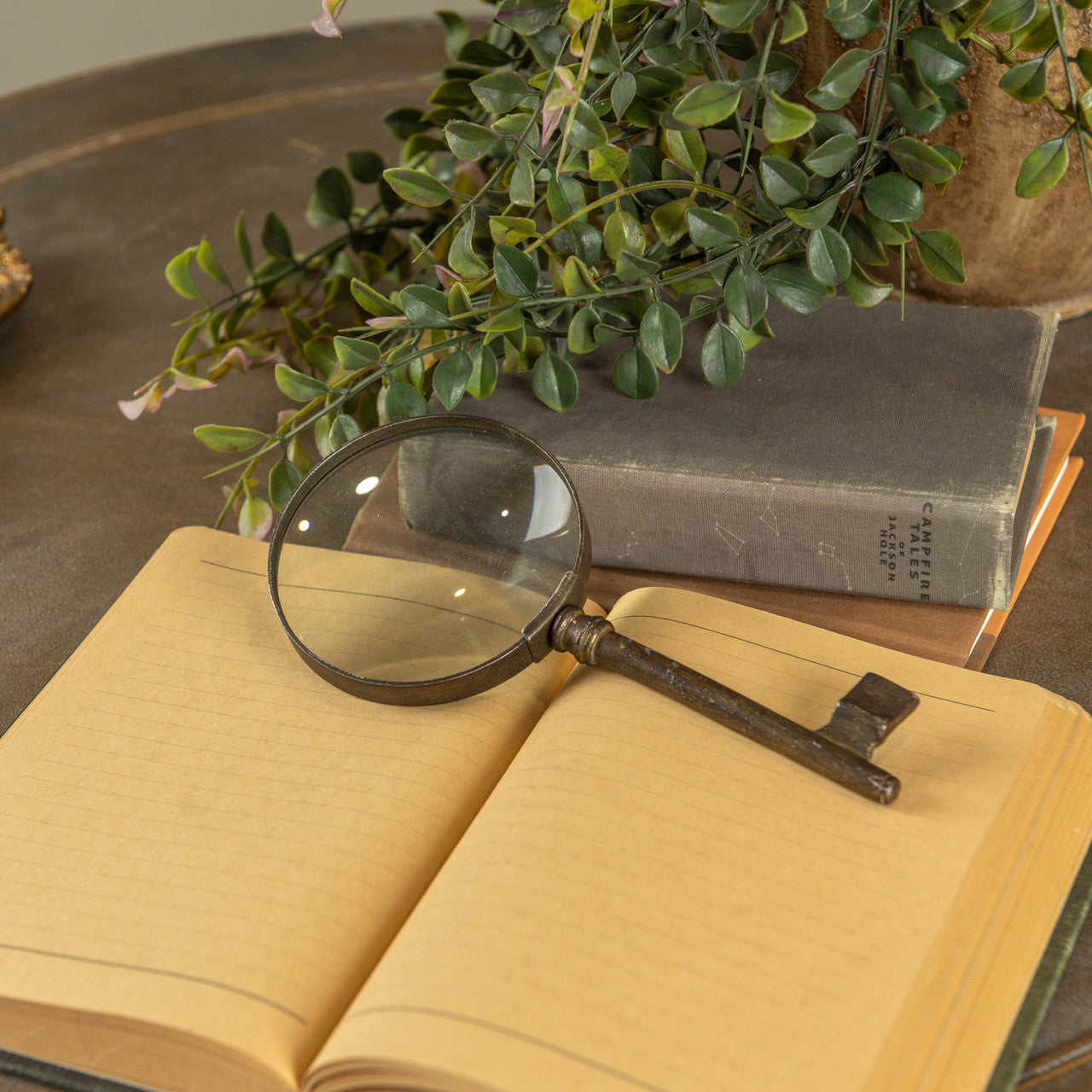 Aged Key Magnifying Glass