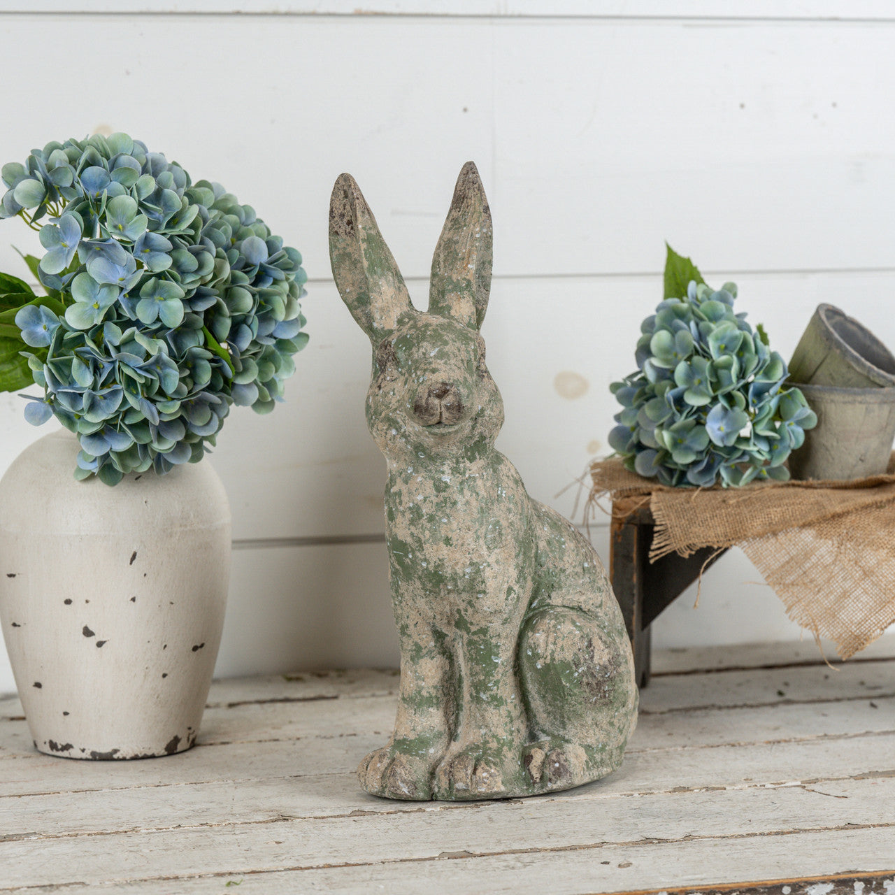 Aged Green Garden Bunny