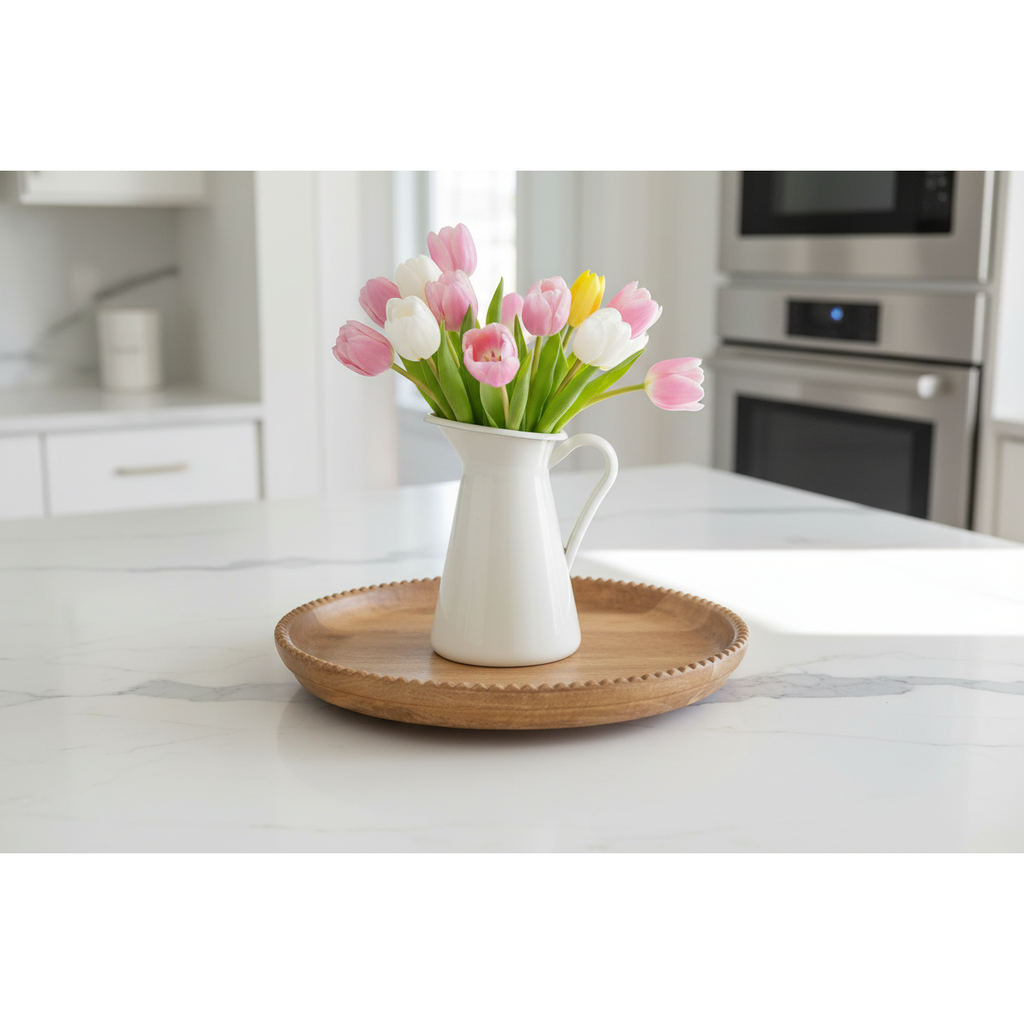 Wood Lazy Susan w/Scalloped Edge
