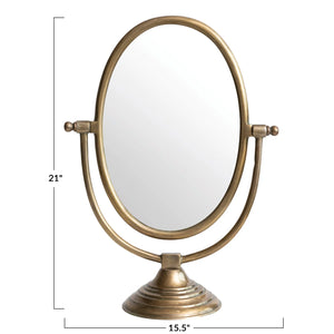 Oval Framed Mirror | Antique Brass Finish