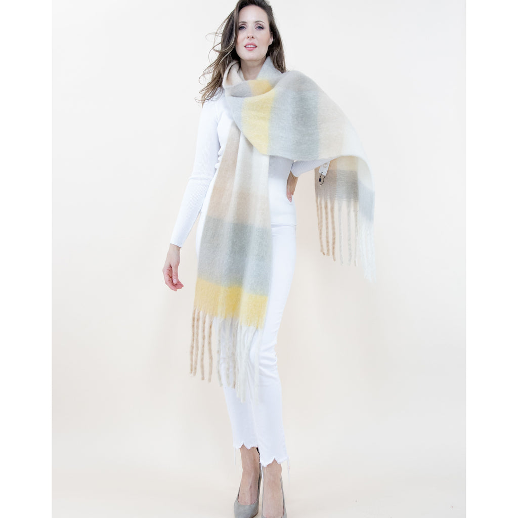 Fuzzy Multi Color Plaid Scarf