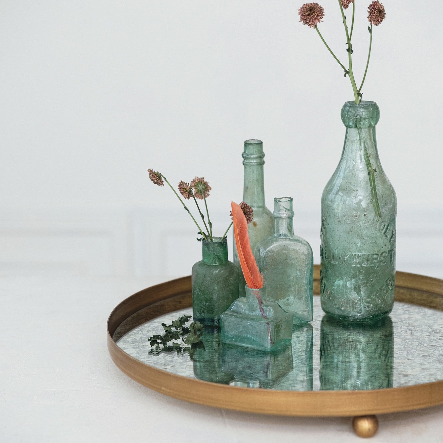 Round Mirrored Footed Tray