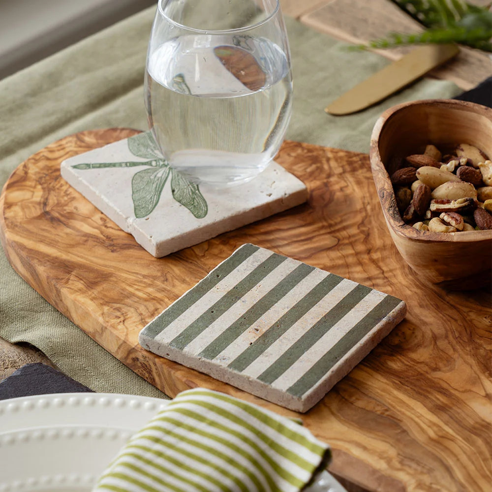 Single Stone Coaster | Green Stripe