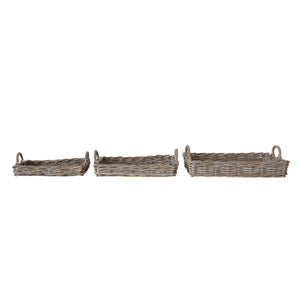 Decorative Woven Rattan Trays w/ Handles