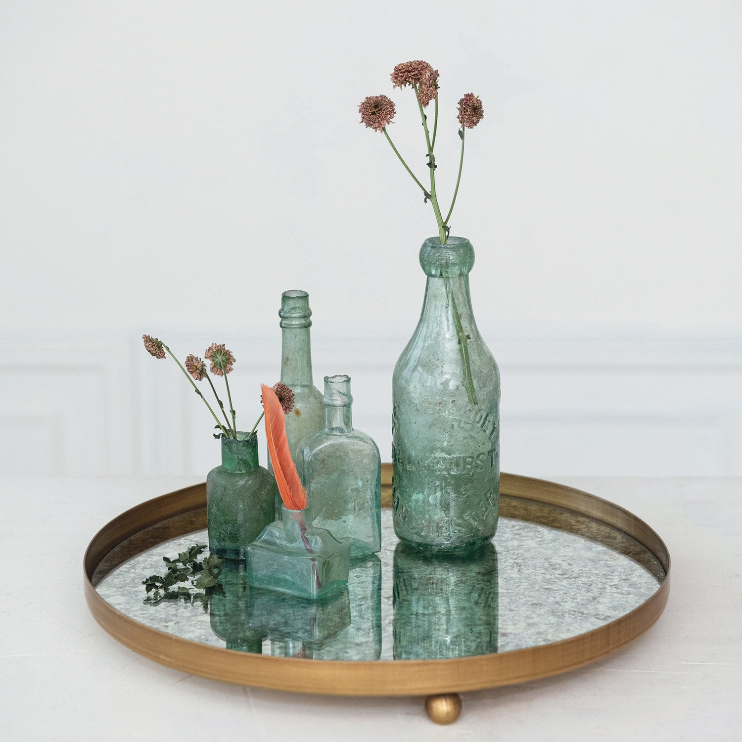 Round Mirrored Footed Tray