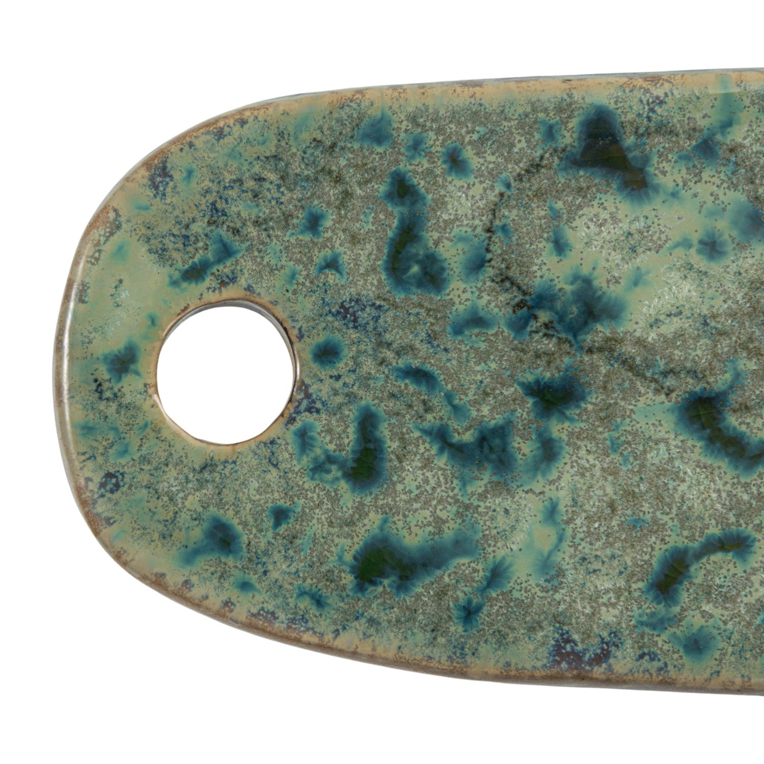 Stoneware Cheese/Cutting Board w/ Leather Tie | Crackle Green