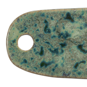 Stoneware Cheese/Cutting Board w/ Leather Tie | Crackle Green