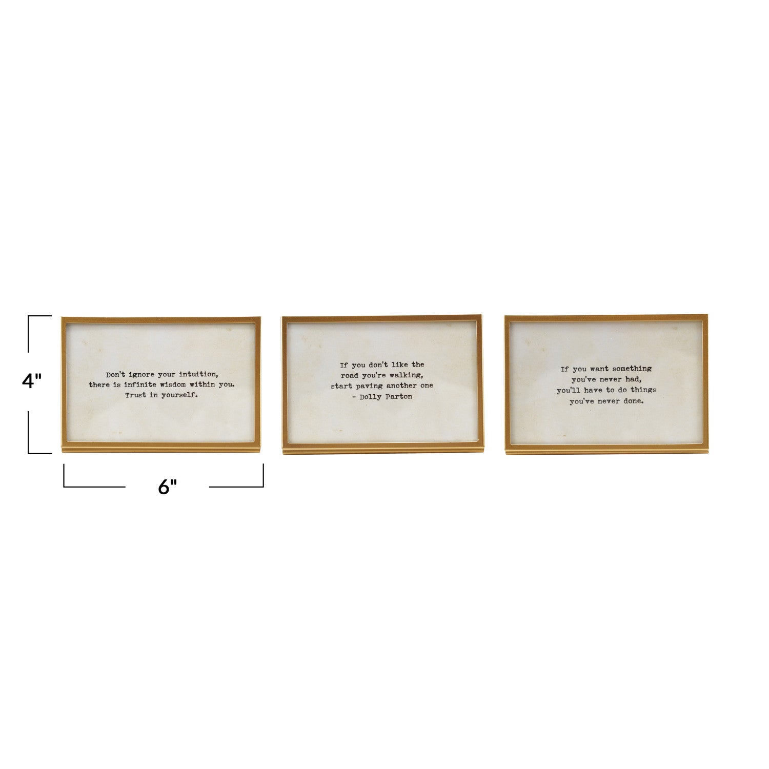 Metal & Glass Square Frame w/Easel & Saying - Gold Finish