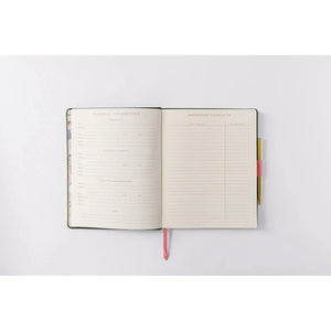 2025 Banner Agenda 17-Month Weekly Vegan Leather Bound Planner | Forest Green