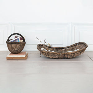 Woven Wicker Vintage Reproduction Tray Basket