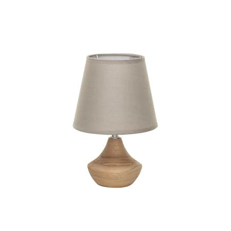 Eucalyptus Wood Table Lamp w/Linen Shade