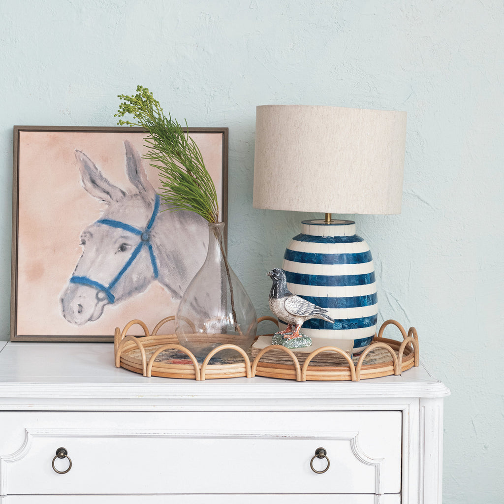 Blue & Natural Stripe Table Lamp