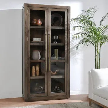 Bradley Oak Wood Tall Cabinet | Cocoa Brown