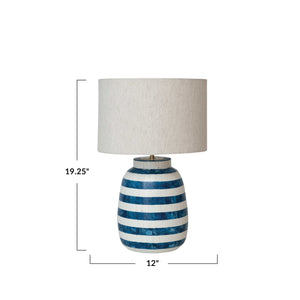 Blue & Natural Stripe Table Lamp
