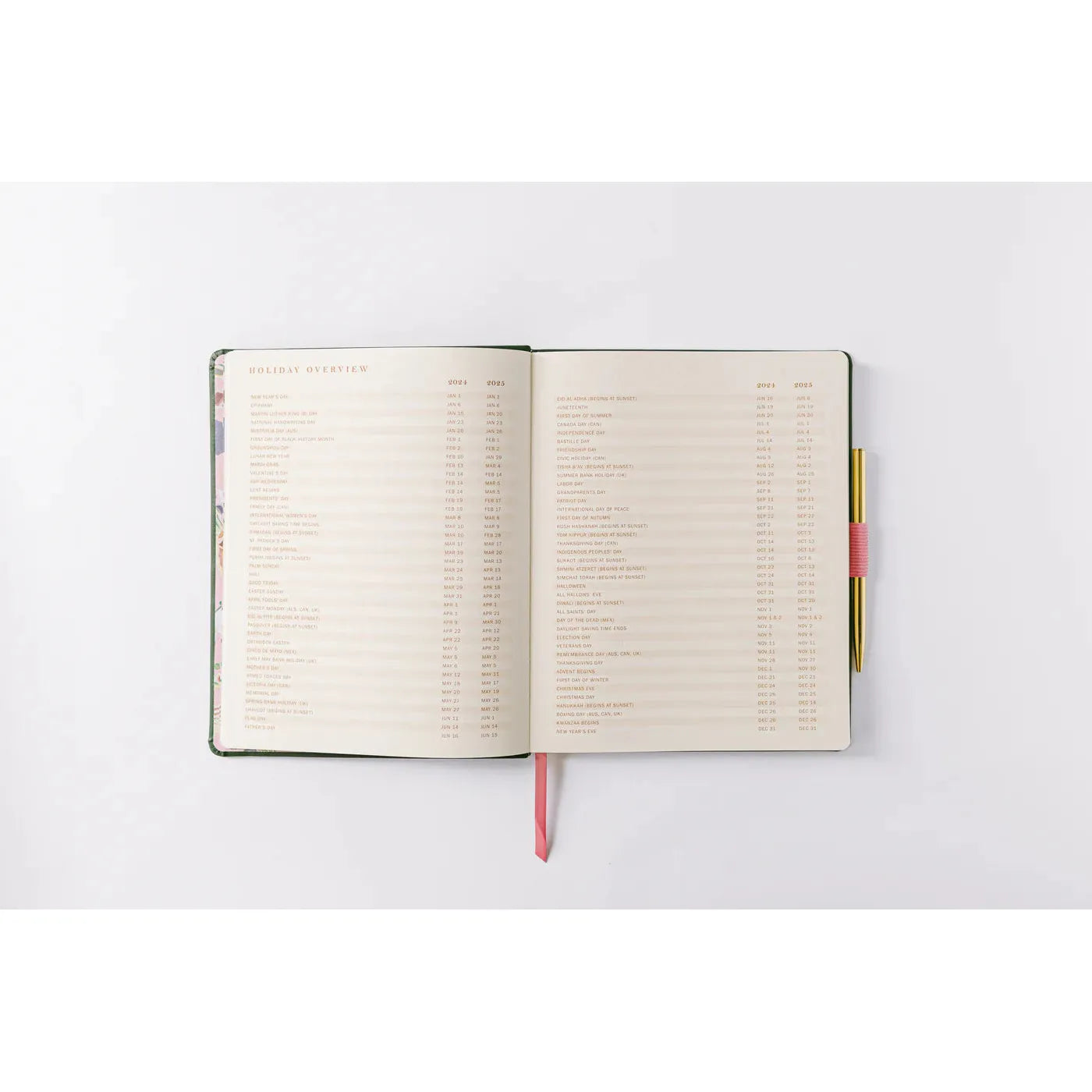2025 Banner Agenda 17-Month Weekly Vegan Leather Bound Planner | Forest Green