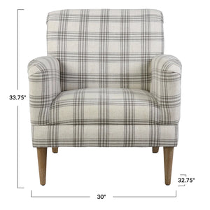 Plaid Upholstered Armchair