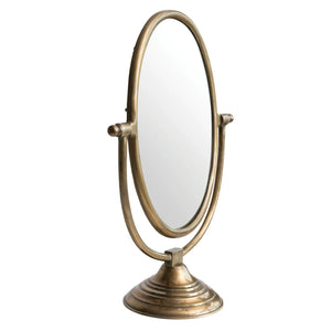 Oval Framed Mirror | Antique Brass Finish