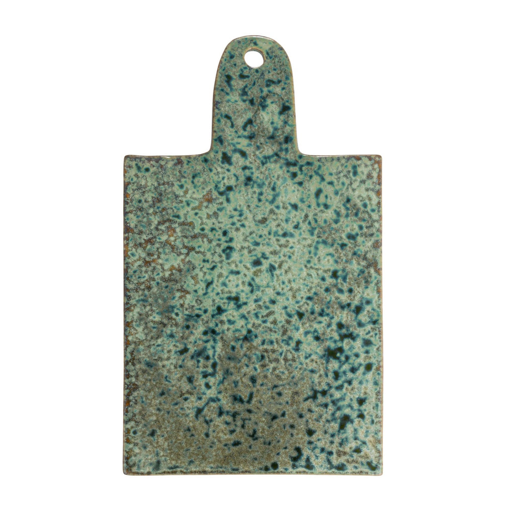 Stoneware Cheese/Cutting Board w/ Leather Tie | Crackle Green