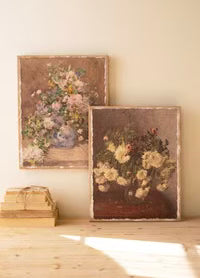 Vintage Floral Burlap Canvas Art