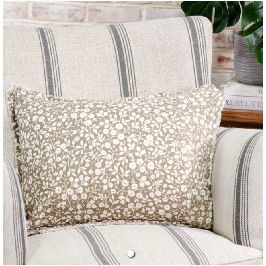 Floral Print Lumbar Pillow | Beige + Cream