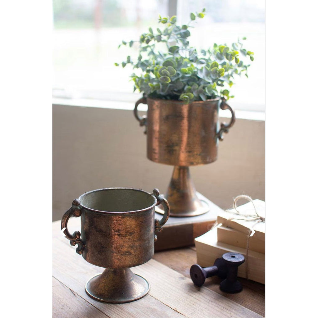 Antique Copper Finish Planter w/Handle