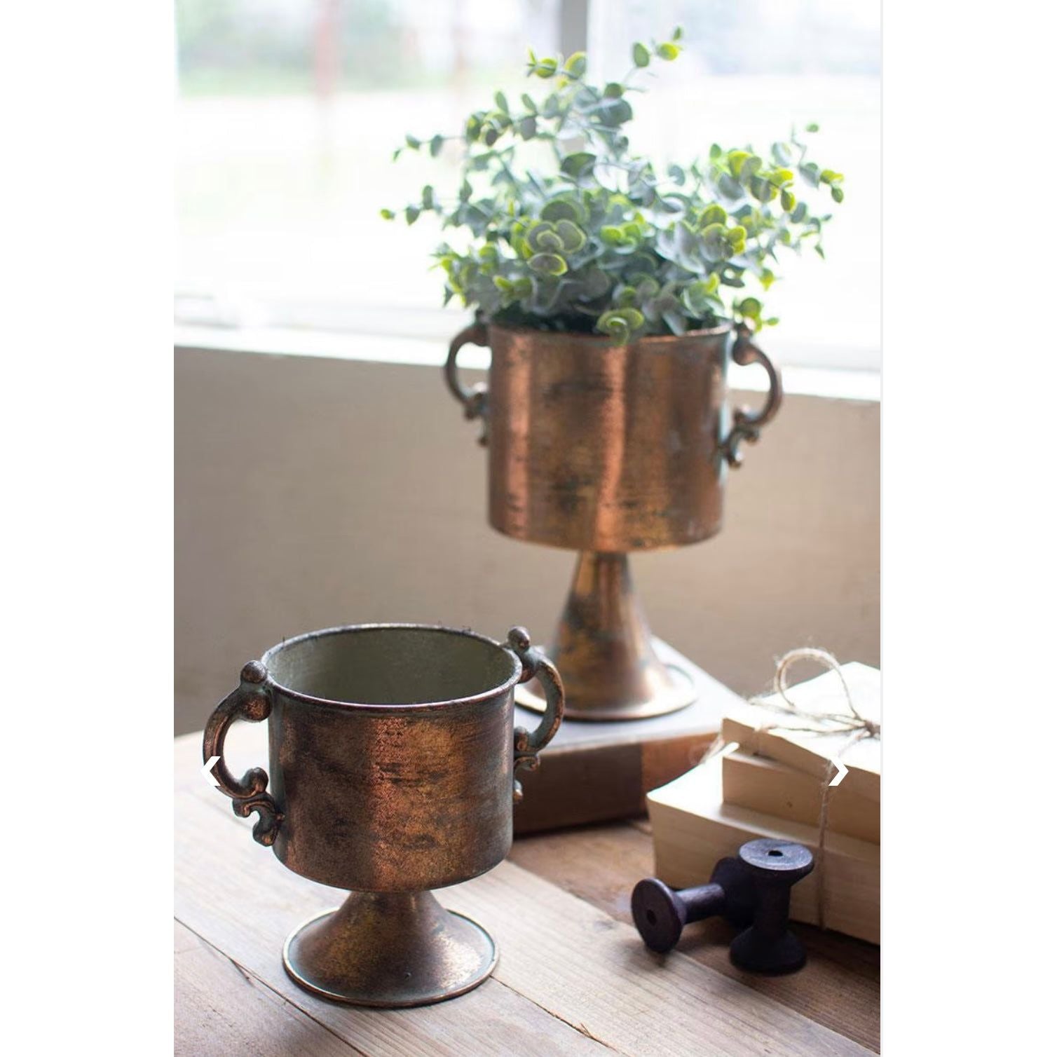 Antique Copper Finish Planter w/Handle
