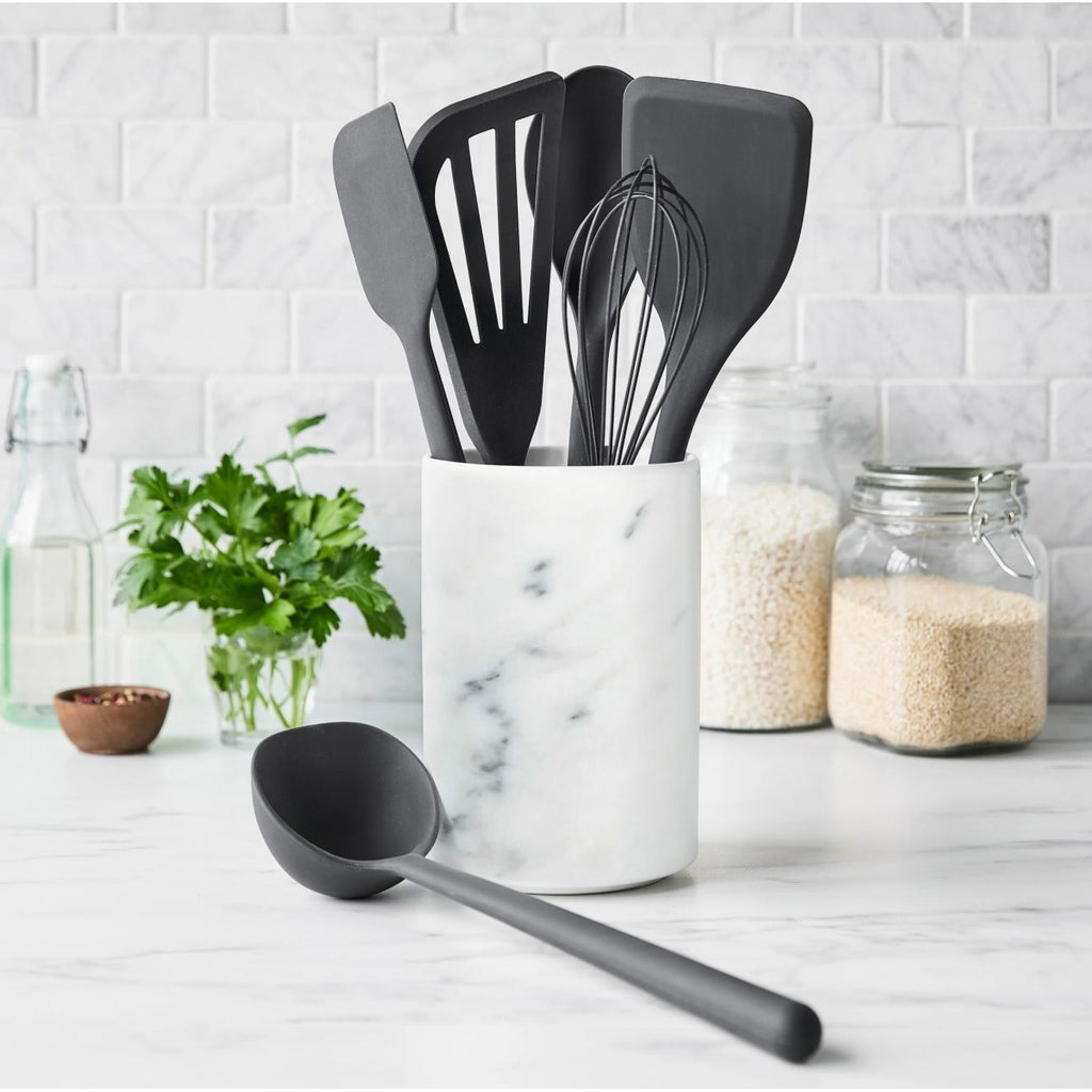 Platinum Silicone 7-PIECE Utensil & Crock Set | Gray