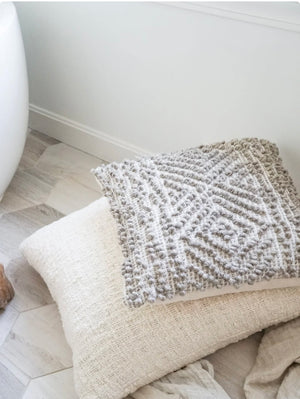 Cozy Cotton Boucle Euro Pillow | White (Ivory)