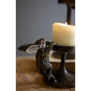 Antique Brass Cast Aluminum Rabbit Candle Holder
