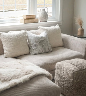 Cozy Cotton Boucle Euro Pillow | White (Ivory)