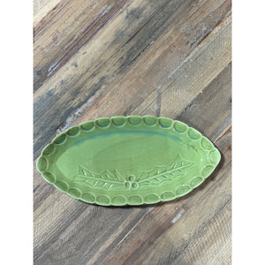 Debossed Oval Stoneware Plate