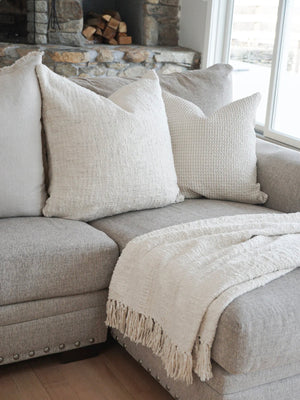 Cozy Cotton Boucle Euro Pillow | White (Ivory)