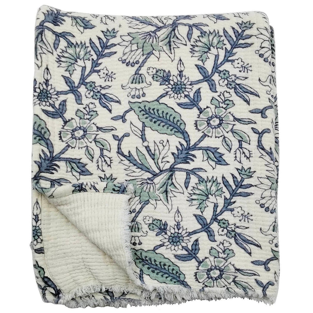 Botanical Print Cotton Throw