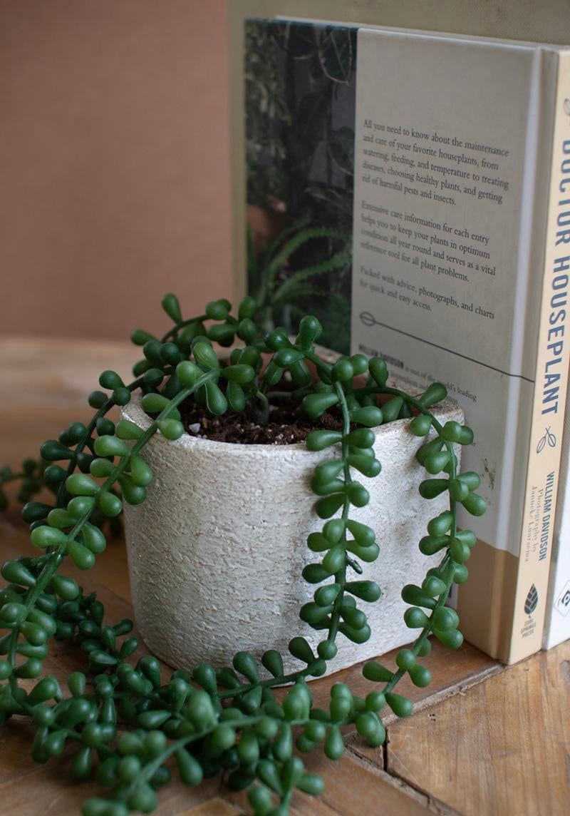 S/2 White Concrete Bookend Planters/Crocks