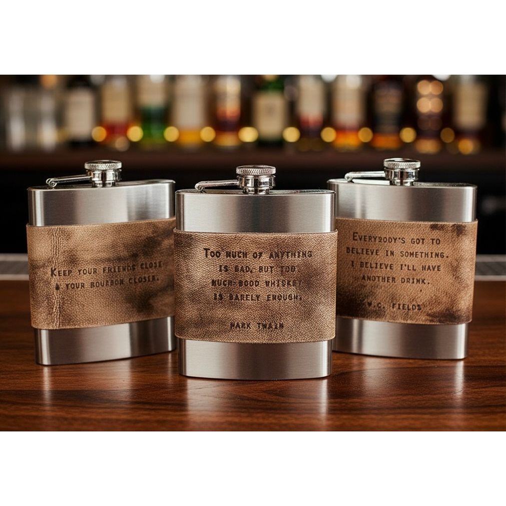 Brown Leather Quote Flasks - 1st Edition