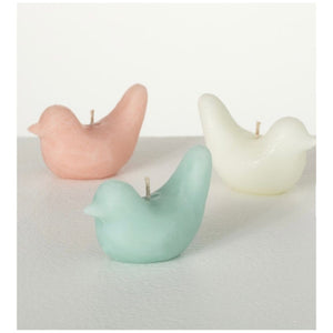 S/3 Glazed Bird Votive Candles