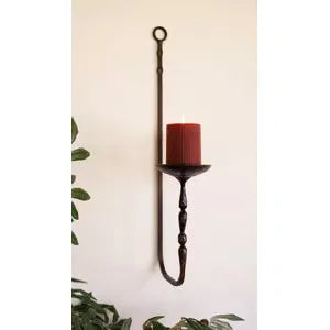 Forged Iron Wall Pillar Candle Holder