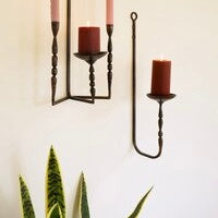 Forged Iron Wall Pillar Candle Holder