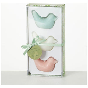 S/3 Glazed Bird Votive Candles