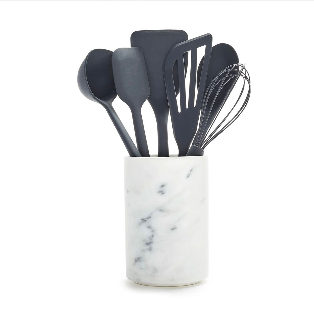 Platinum Silicone 7-PIECE Utensil & Crock Set | Gray